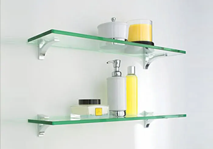 Bathroom Double Glass Shelves Brackets