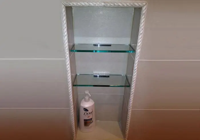 Residential Wall Mounted Shower Glass Shelving