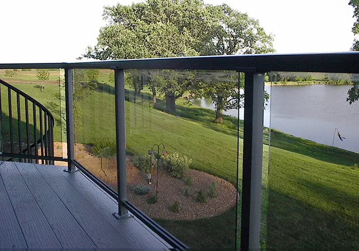 Bronze Glass Fence with Top & Vertical Rails Santee